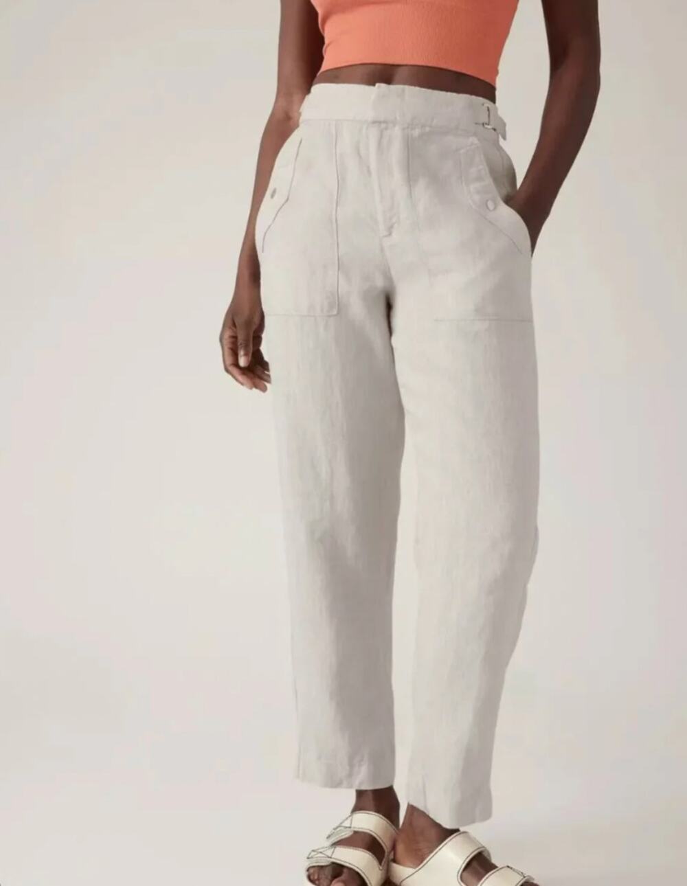 ATHLETA Voyager Linen Tapered Pant Oatmeal 4